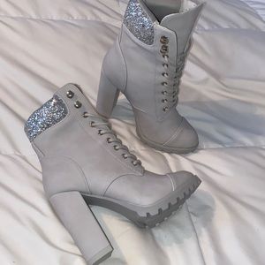 Grey combat boots